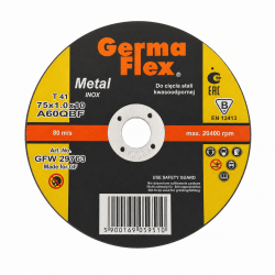 Tarcza do cięcia metalu stali INOX 75x1x10 mm GermaFlex