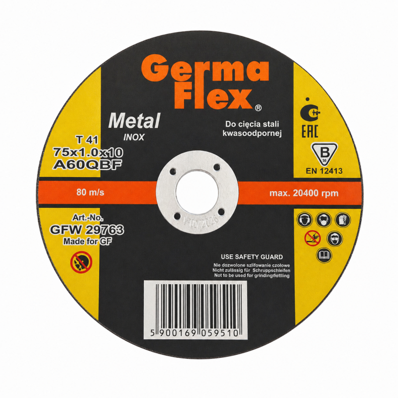 Tarcza do cięcia metalu stali INOX 75x1x10 mm GermaFlex